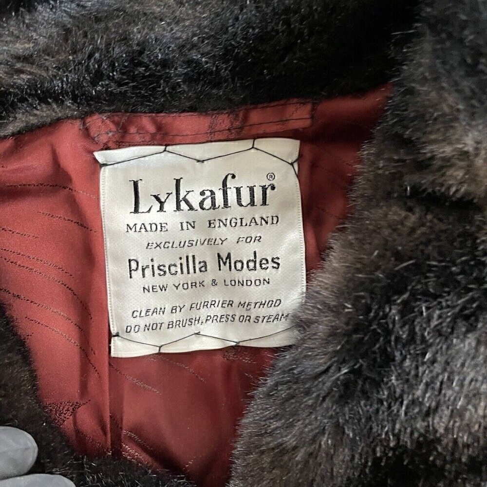 Lykafur Brown Faux Fur Coat for Women Vintage Tissavel France - Sz M w/S… - Picture 9 of 15
